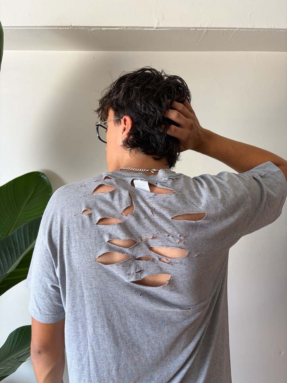 Vintage thrashed grey single stitch pocket tee hanes 90s